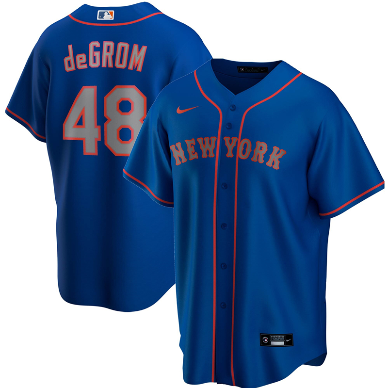 2020 MLB Men New York Mets #48 Jacob deGrom Nike Royal Alternate Road 2020 Replica Player Jersey 1->new york mets->MLB Jersey
